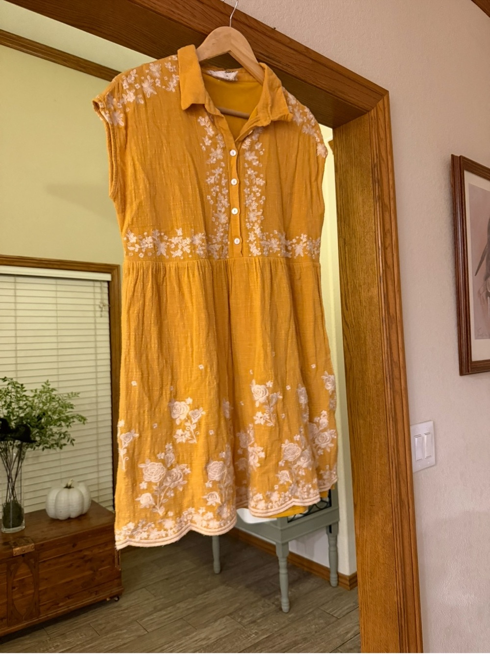 Savanna Jane Mustard Yellow Embroidered Midi Dress